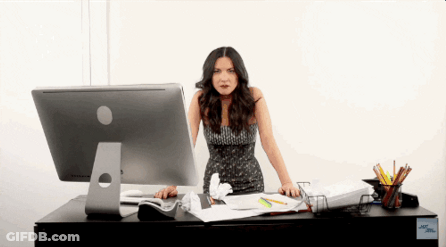 Angry Olivia Munn At Office GIF
