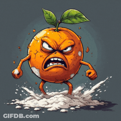 Angry Orange With Fist GIF
