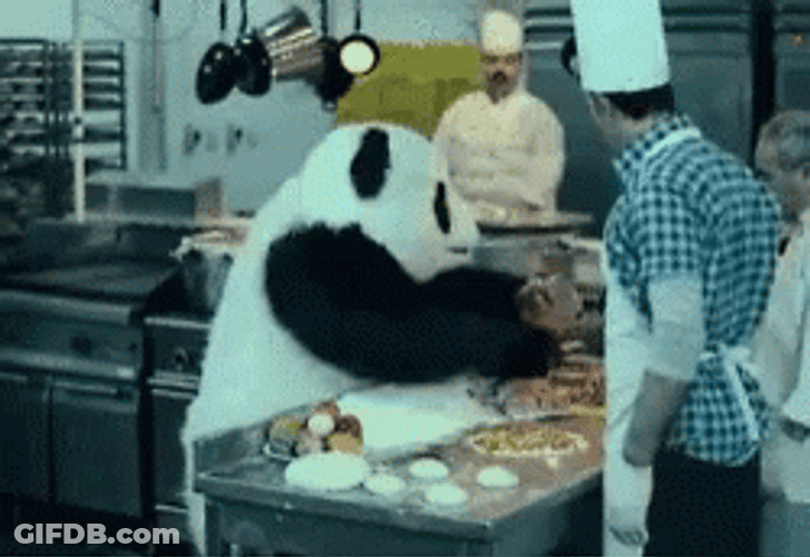 Angry Panda Pouring Melted Chocolates GIF