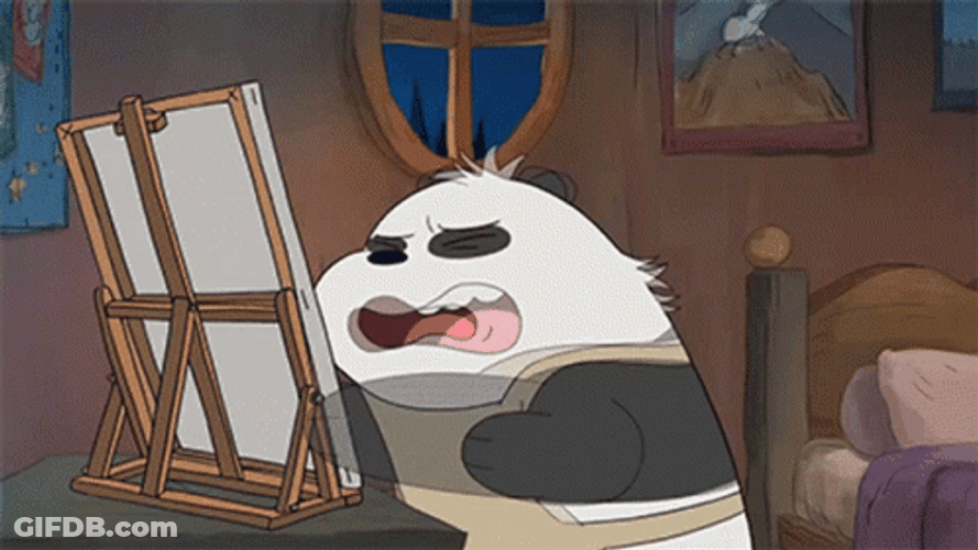 Angry Panda Throwing Painting Frame GIF