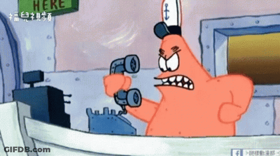 Angry Patrick Star Hang Up Phone GIF