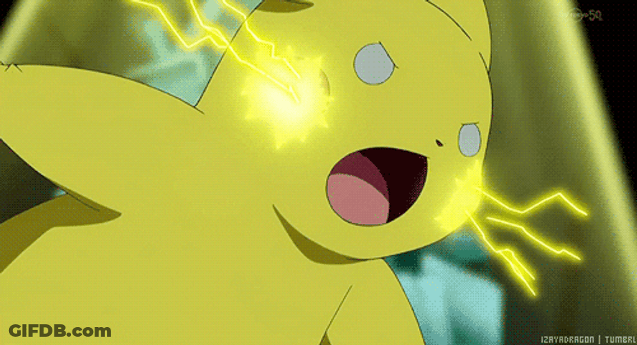 Angry Pikachu Yellow Lightning Thunderbolt Attack GIF