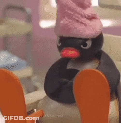Angry Pingu After Taking Bath GIF