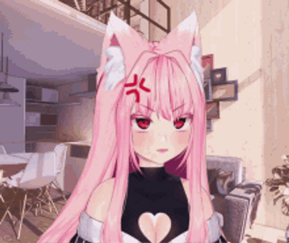 Angry Pink Anime Girl GIF