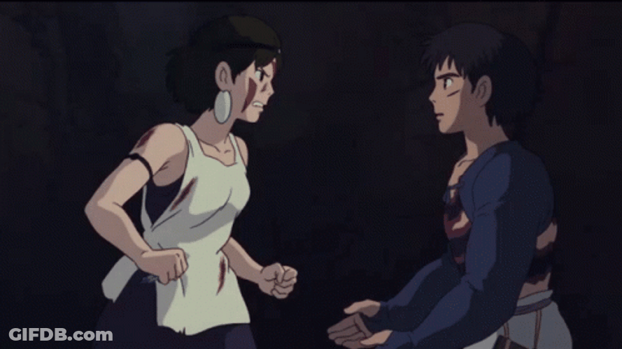 Angry Princess Mononoke Hurting Ashitaka GIF
