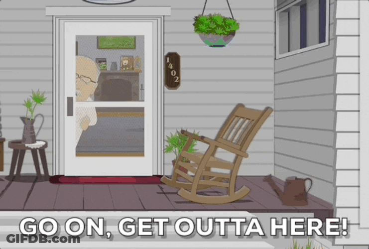 Angry Randy Marsh Pushing Out Family GIF