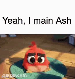 Angry Red Bird Sitting On Blue Mat GIF