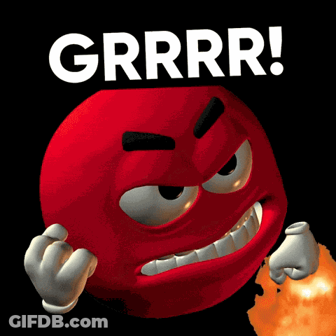 Angry Red Smiley Saying Grrr GIF