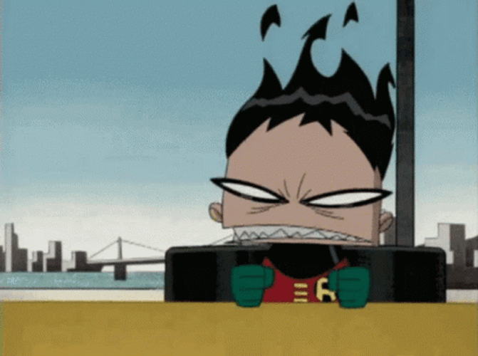 Angry Robin Grinding His Teeth GIF