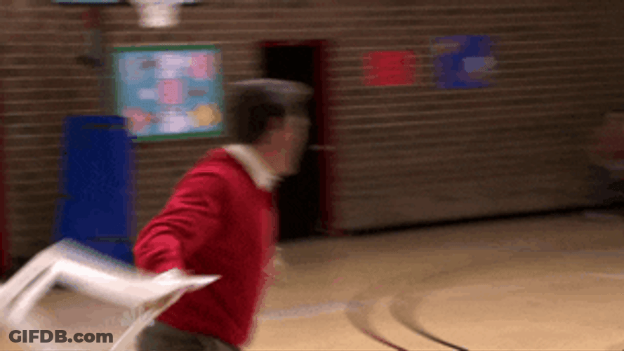 Angry Ron Swanson Throwing Chair GIF