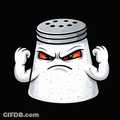 Angry Salt Shaker With Arms GIF