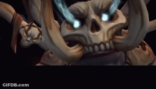 Angry Skull With Horns And Blue Eyes GIF