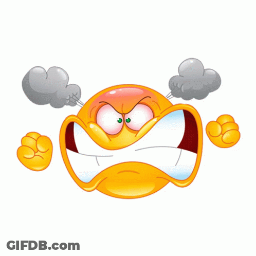 Angry Smiley Face With Smoke From Ears GIF