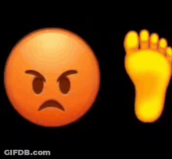 Angry Smiley Next To Yellow Foot GIF
