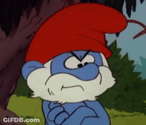 Angry Smurf With Red Hat And White Beard GIF