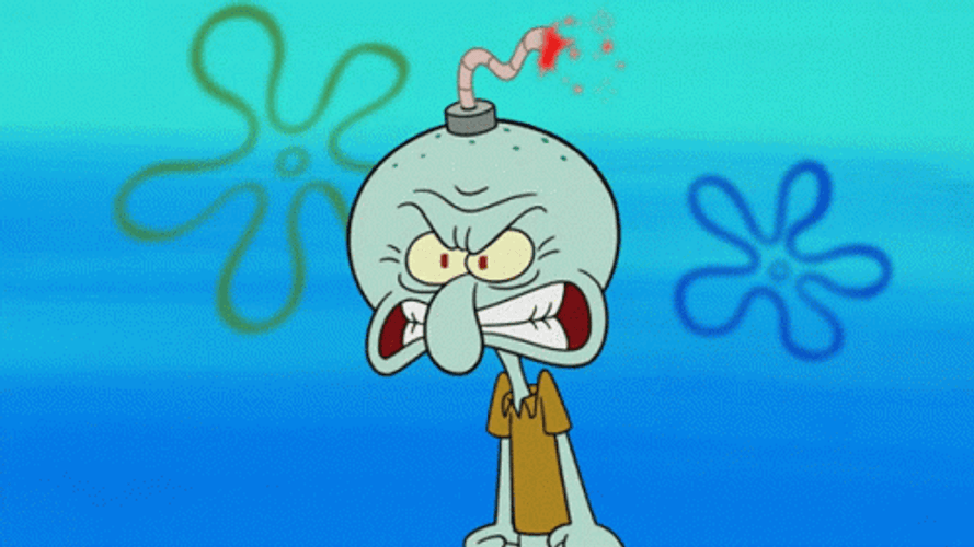 Angry Squidward Head Explode GIF