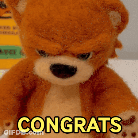 Angry Teddy Bear Saying Congrats GIF