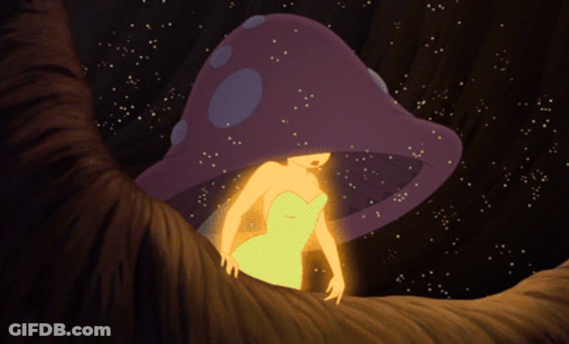Angry Tinkerbell Covered By Mushroom Head GIF