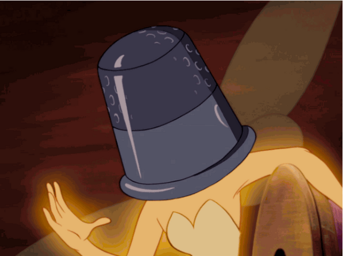 Angry Tinkerbell Covered With Thimble GIF