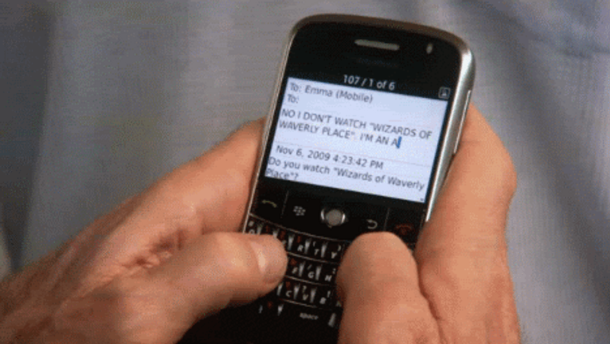 Angry Typing On BlackBerry Phone GIF