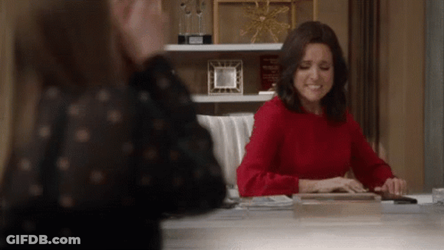 Angry Veep Selena Meyer Table Hitting Ow GIF