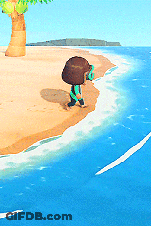 Animal Crossing Girl Beach Swim GIF