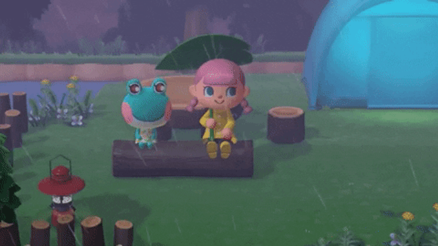 Animal Crossing Lily Rainy Night GIF