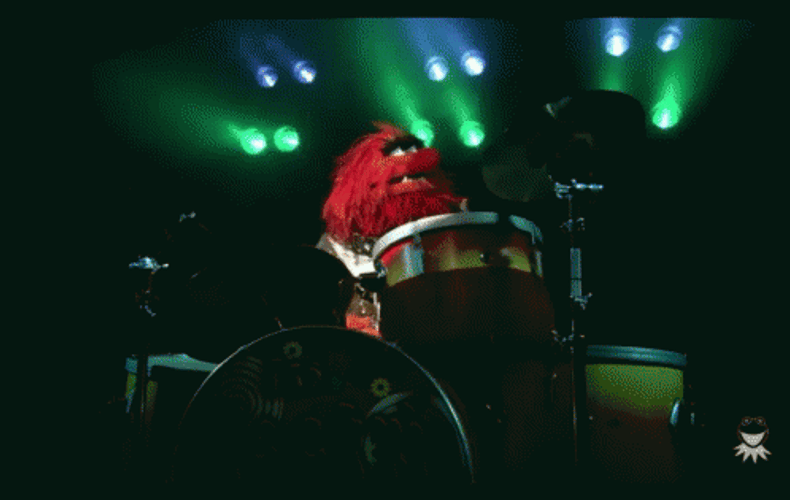 Animal Playing Drums Beaker Muppets GIF