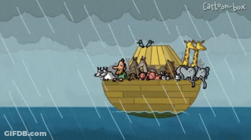 Animals In Boat With Cartoon-Box GIF