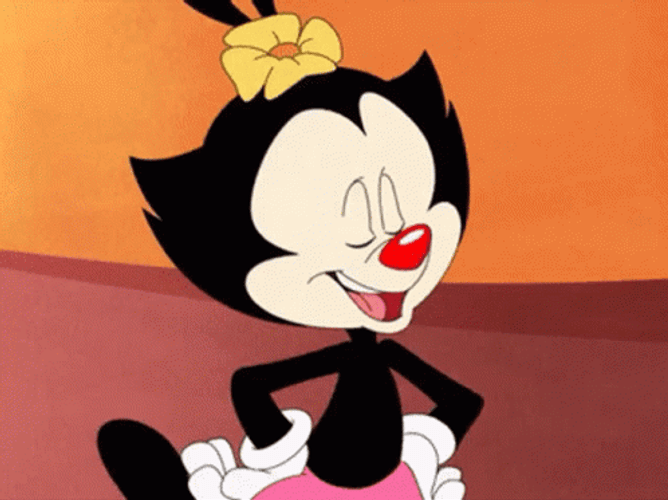 Animaniacs Dot Pointing Its Cheek GIF