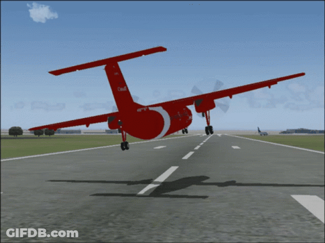 Animated Airplane Landing Turbulence GIF