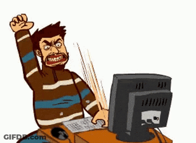 Animated Angry Man Coding GIF