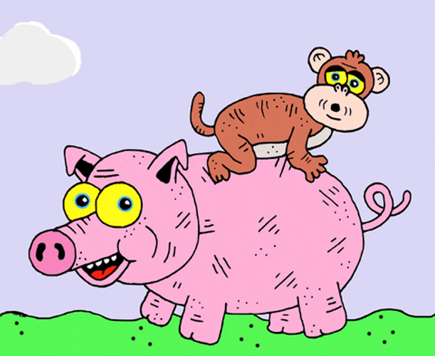 Animated Baby Monkey Piggyback Ride GIF