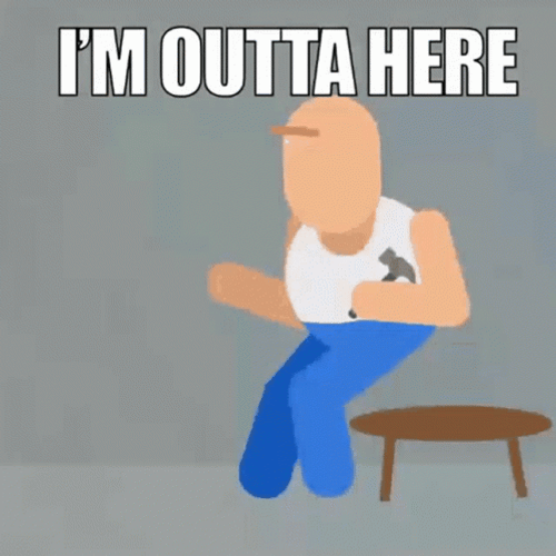 Animated Bald Guy Get Me Outta Here GIF
