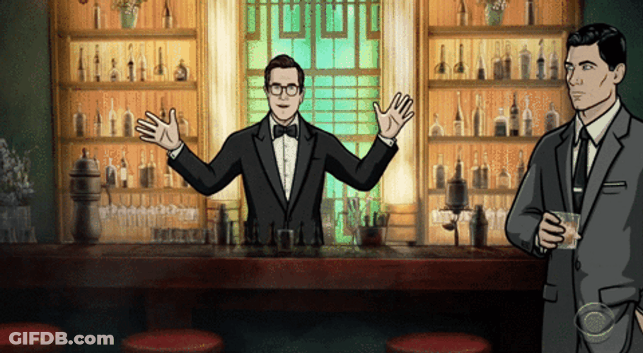 Animated Bartender Calling Potential Customer GIF