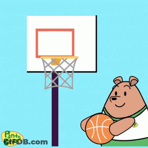 Animated Basketball Teddy Bear Slam Dunk GIF