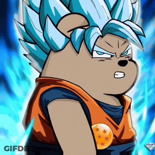 Animated Bear As Son Goku Over 9000 GIF