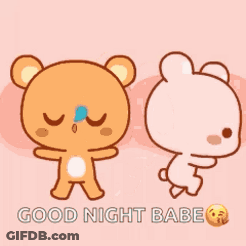 Animated Bear Couple Snuggling Good Night Babe GIF