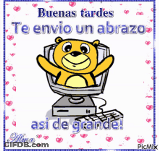 Animated Bear Giving Hugs Sweet Buenas Tardes GIF