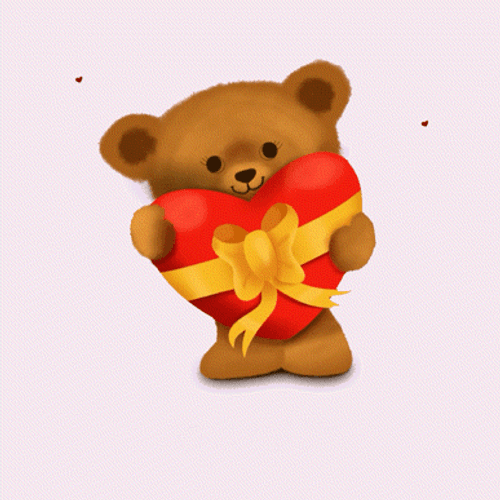 Animated Bear Holding Heart Gift GIF