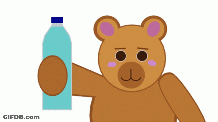 Animated Bear Holding Water Bottle GIF