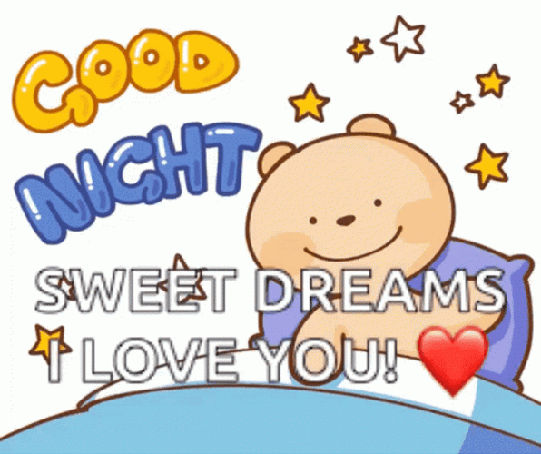 Animated Bear Waving Good Night Love You GIF