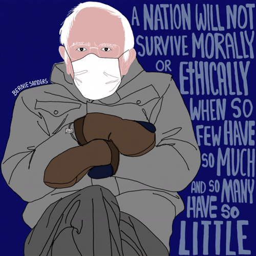 Animated Bernie Sanders . Wearing Winter Clothes GIF