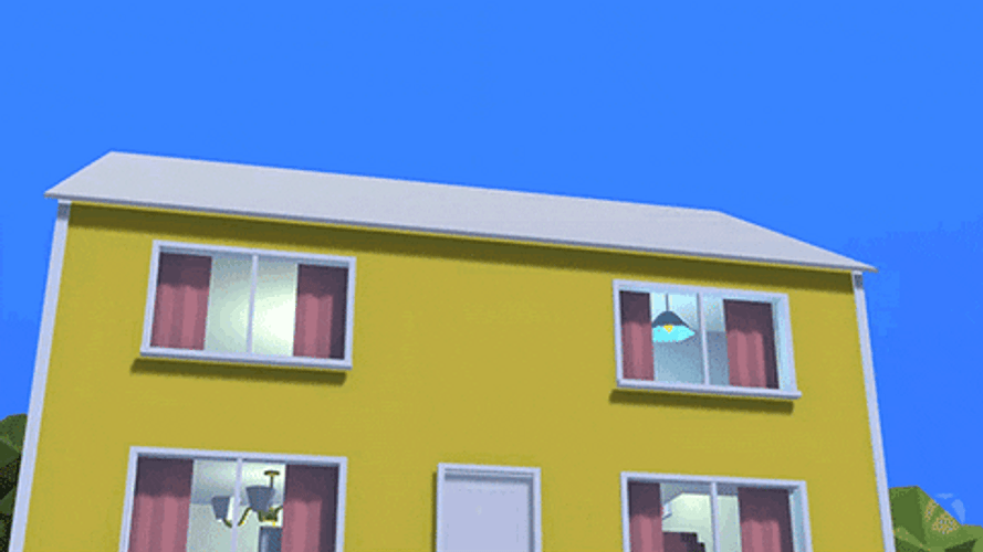 Animated Bird Kicked Out Of House GIF