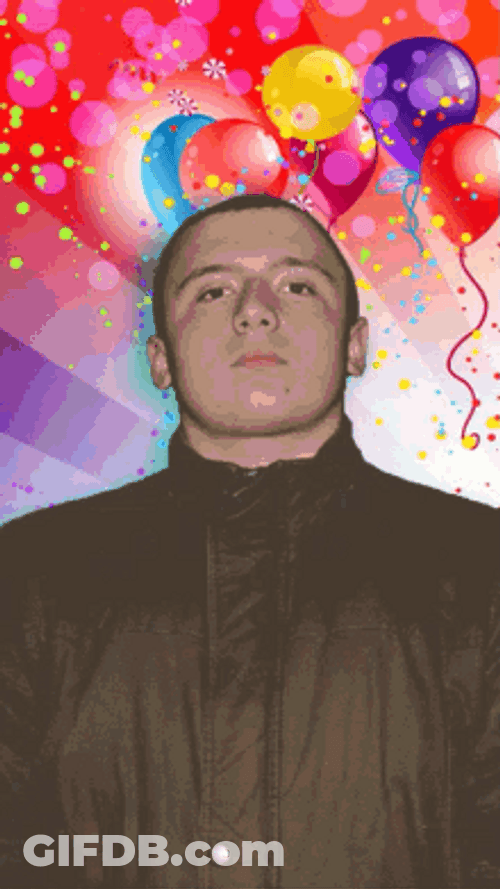 Animated Birthday Balloons Confetti Neutral Face GIF