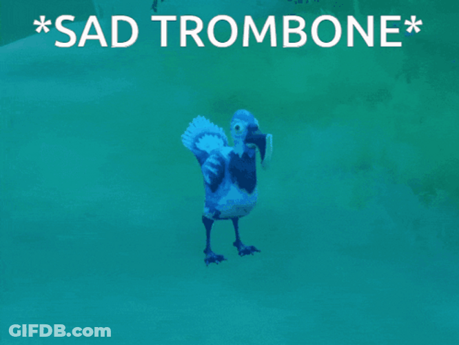 Animated Blue Bird Sad Trombone GIF