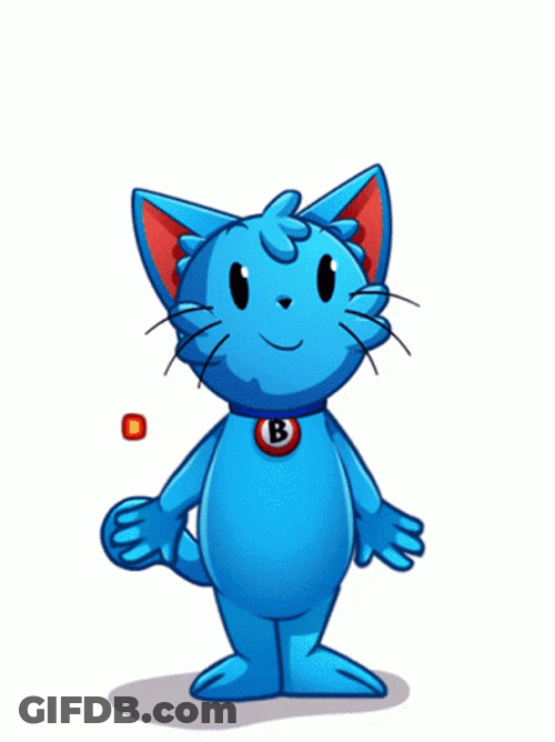 Animated Blue Cat Jumping That's A Bingo GIF