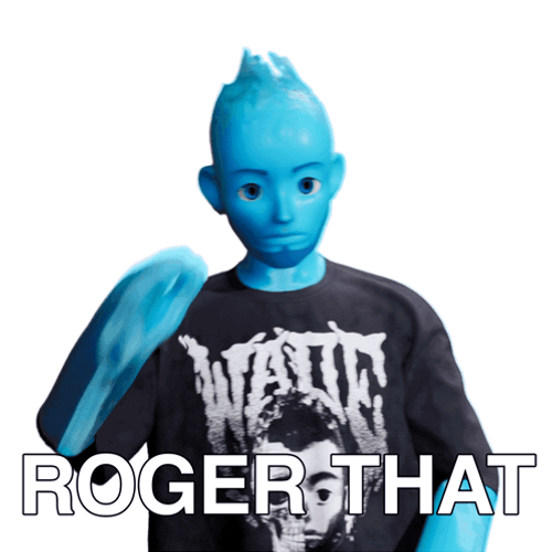 Animated Blue Guy Roger That Salute GIF