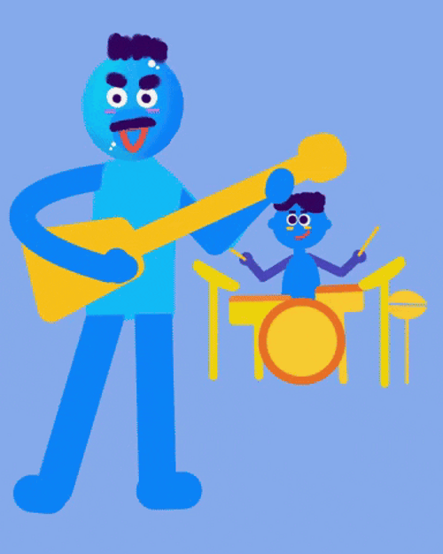 Animated Blue Rock Band Rimshot GIF