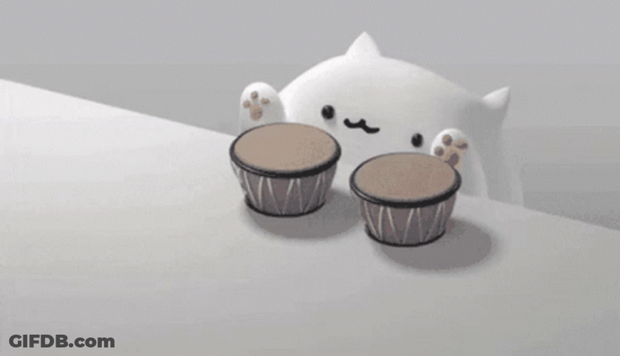 Animated Bongo Cat Tapping Bouncing Bongos GIF